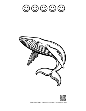 Thumbnail: Leaping Blue Whale Line Art Printable and 5 Happy Face Outline