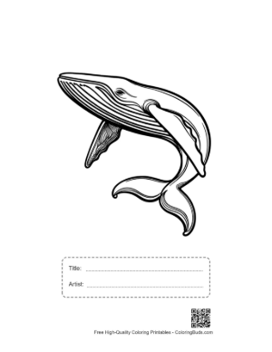 Thumbnail: Leaping Blue Whale Line Art Printable with Title and Artist Box