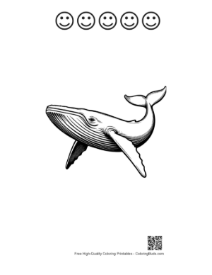 Thumbnail: Majestic Blue Whale in Flight Printable and 5 Happy Face Outline