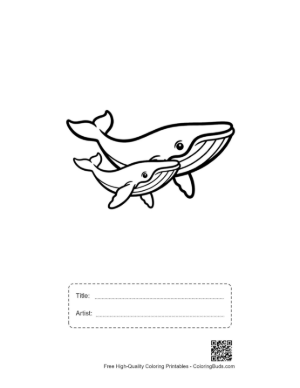 Thumbnail: Mother Blue Whale and Calf Swimming Together Printable with Title and Artist Box