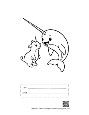 Thumbnail: Cute Narwhal and Baby Goat Friendship Printable with Title and Artist Box