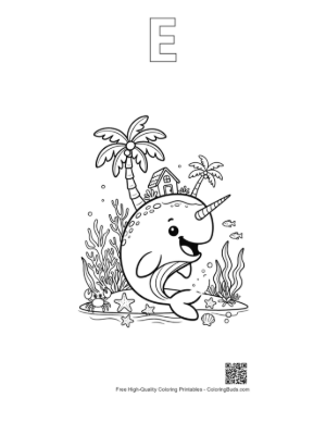 Thumbnail: Download Narwhal Printable Outline Alphabet E