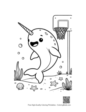Thumbnail: Narwhal Basketball Star Scoring a Goal Printable