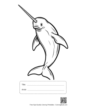 Thumbnail: Playful Narwhal Leaping with Long Tusk Printable with Title and Artist Box