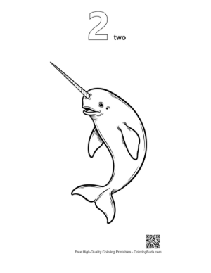 Thumbnail: Playful Narwhal Leaping with Tusk Printable Outline Number 2