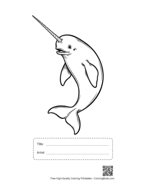 Thumbnail: Playful Narwhal Leaping with Tusk Printable with Title and Artist Box