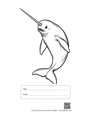 Thumbnail: Playful Narwhal Leaping with Tusk Printable with Title and Artist Box