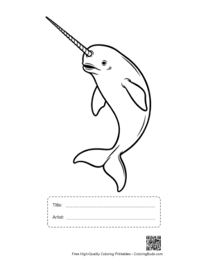 Thumbnail: Playful Narwhal Leaping with Tusk Printable with Title and Artist Box