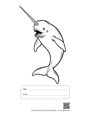 Thumbnail: Playful Narwhal with Long Tusk Printable with Title and Artist Box