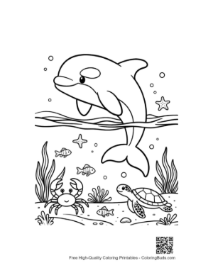 Thumbnail: Cheerful Orca Leaping Out of the Deep Blue Water Printable