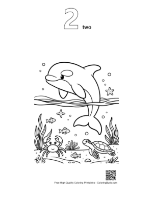 Thumbnail: Cheerful Orca Leaping Out of the Deep Blue Water Printable Outline Number 2