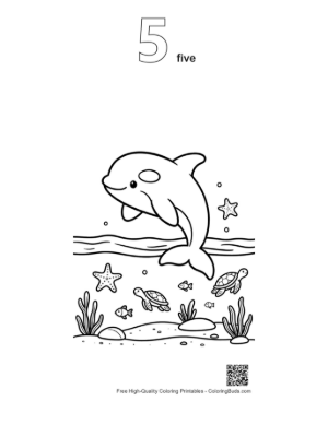 Thumbnail: Graceful Orca Whale Swimming Through the Ocean Printable Outline Number 5