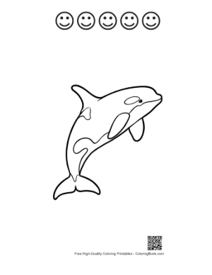 Thumbnail: Leaping Orca Line Art Printable and 5 Happy Face Outline