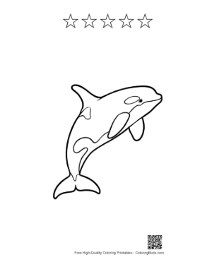 Thumbnail: Leaping Orca Line Art Printable and 5 Star Outline