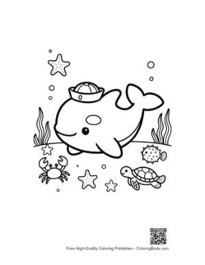 Thumbnail: Little Sailor Orca Swimming in the Ocean Printable