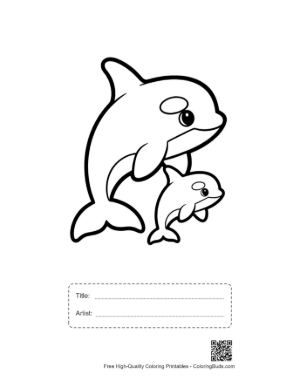 Thumbnail: Mother Orca and Baby Whale Outline Printable with Title and Artist Box