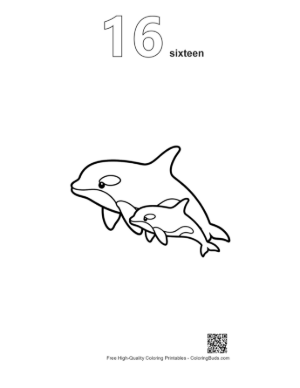 Thumbnail: Mother Orca Carrying Baby Printable Outline Number 16