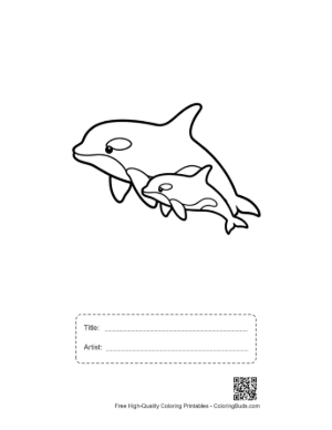 Thumbnail: Mother Orca Carrying Baby Printable with Title and Artist Box