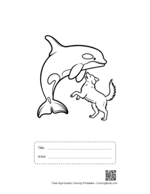 Thumbnail: Orca and Puppy Playful Embrace Printable with Title and Artist Box