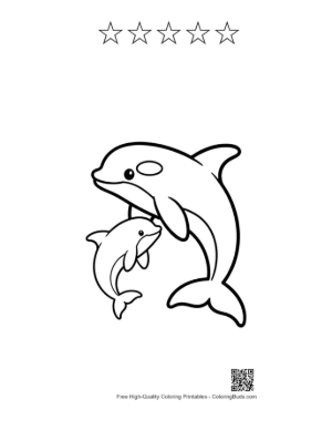 Thumbnail: Orca Mother and Calf Outline Printable and 5 Star Outline