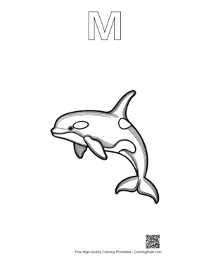 Thumbnail: Playful Orca Leaping Gracefully Printable Outline Alphabet M