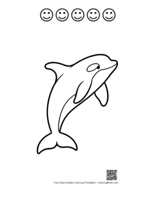 Thumbnail: Playful Orca Leaping Joyfully Printable and 5 Happy Face Outline