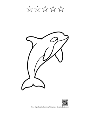 Thumbnail: Playful Orca Leaping Joyfully Printable and 5 Star Outline