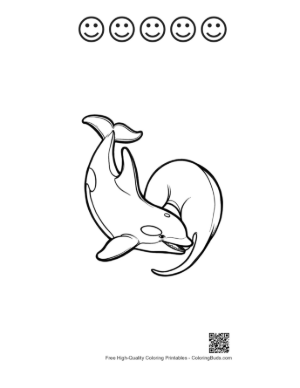 Thumbnail: Playful Orca Whale Outline Printable and 5 Happy Face Outline