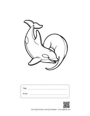Thumbnail: Playful Orca Whale Outline Printable with Title and Artist Box