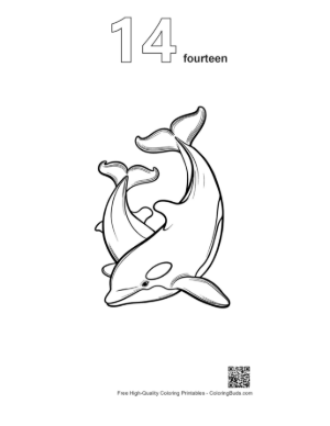 Thumbnail: Two Orcas Entwined in Graceful Dance Printable Outline Number 14