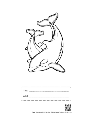 Thumbnail: Two Orcas Entwined in Graceful Dance Printable with Title and Artist Box