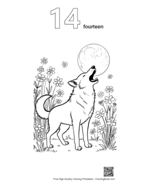 Thumbnail: Cute Howling Wolf for Kids Printable Outline Number 14