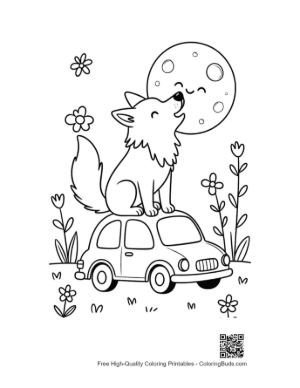Thumbnail: Cute Howling Wolf Printable