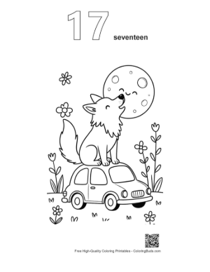 Thumbnail: Cute Howling Wolf Printable Outline Number 17