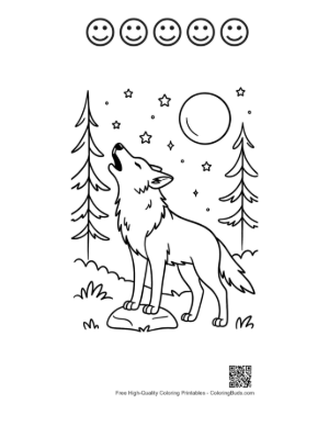 Thumbnail: Easy Gray Wolf for Kids Printable and 5 Happy Face Outline