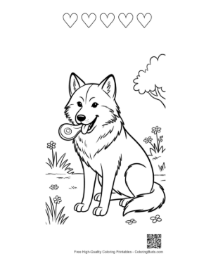 Thumbnail: Easy Gray Wolf for Kids Printable and 5 Heart Outline