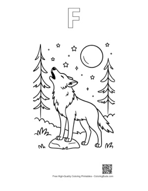 Thumbnail: Easy Gray Wolf for Kids Printable Outline Alphabet F