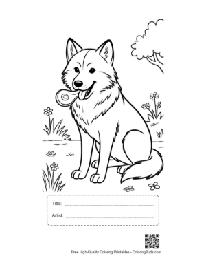 Thumbnail: Easy Gray Wolf for Kids Printable with Title and Artist Box