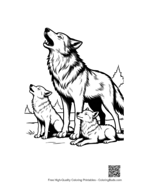 Thumbnail: Family of Wolves Howling at Moon