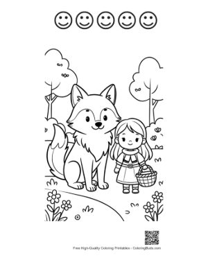 Thumbnail: Free Gray Wolf Coloring Sheet Printable and 5 Happy Face Outline