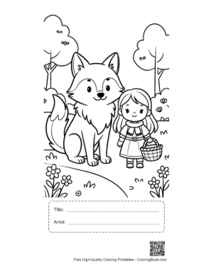 Thumbnail: Free Gray Wolf Coloring Sheet Printable with Title and Artist Box
