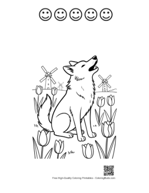 Thumbnail: Free Howling Wolf Coloring Page Printable and 5 Happy Face Outline