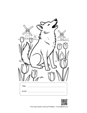 Thumbnail: Free Howling Wolf Coloring Page Printable with Title and Artist Box