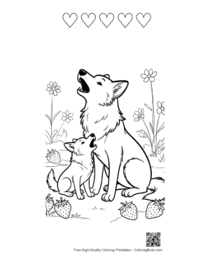 Thumbnail: Free Howling Wolf Printable and 5 Heart Outline