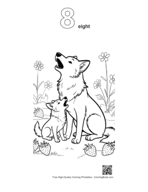 Thumbnail: Free Howling Wolf Printable Outline Number 8