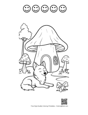 Thumbnail: Gray Wolf Coloring Sheet Printable and 5 Happy Face Outline
