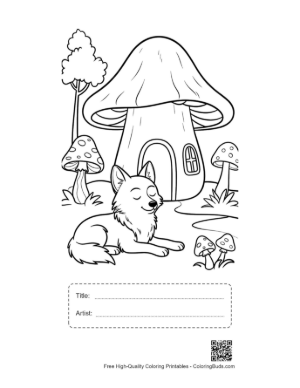 Thumbnail: Gray Wolf Coloring Sheet Printable with Title and Artist Box