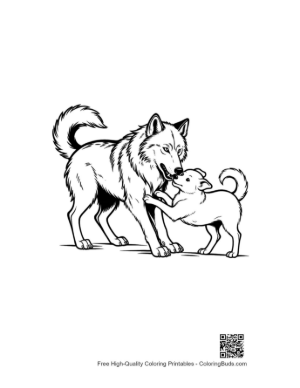 Thumbnail: Gray Wolf Parent Playfully Wrestling Pup
