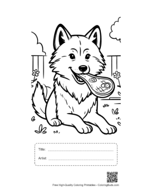 Thumbnail: Gray Wolf to Color Printable with Title and Artist Box