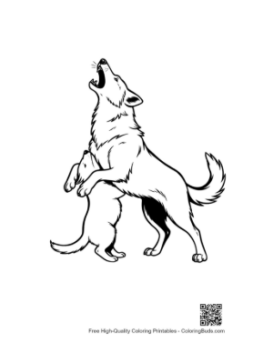 Thumbnail: Howling Wolf and Pup Line Art